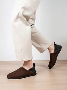 Plus Size Men's Suede Loafers With Foldable Heel Design, 2-In-1 Wearable Back Strap, Premium Velvet Texture, Easy Slip-On, Versatile For Commuting, Outings And Casual Daily Wear - Brown - View 7
