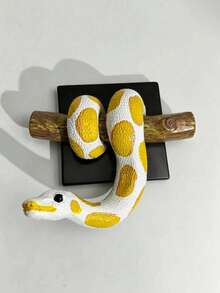 1pc Ball Python Wall Sculpture, Symbol Of Strength And Prosperity, Gothic Style Snake Decor, Realistic Wooden Statue, Handmade Gift For Reptile Lovers, Lifelike Texture - Multicolor - View 15