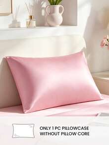 HONEYMOON 1pc Premium Silky Satin Zipper Pillowcase, Soft Breathable Anti-Wrinkle, Protects Hair And Skin, Promotes Sleep, Pillow Insert Not Included, Pink - Pink - View 2