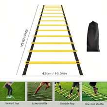 Equipo de entrenamiento de coordinación de escalera de agilidad para fútbol, baloncesto, fitness, incluido escalera suave, escalera de rejilla y escalera de cuerda para entrenamiento de box y cardio - Amarillo - Ver 9