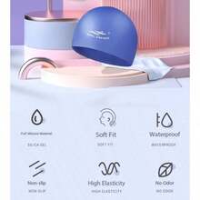 1 buah Topi Renang Silikon Unisex, Topi Renang Tahan Air Elastis untuk Rambut Panjang, Cocok untuk Dewasa, Tersedia 4 Warna - MultiWarna - View 6