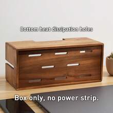 1 PC Wood Cable Management Box, Wooden Cord Hider & Organizer For Power Strip, Electrical Hiding, TV Wires, Desk & Floor Cables - Office Under Desk Cable Storage Box For Wire - View 4