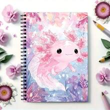 Watercolor Pink Axolotl Notebook, 30 Sheets 60 Pages Lined Blank Notebook, Animal Notebook, Journal, Ideal Gift For Back To School, Christmas - A5 - View 6
