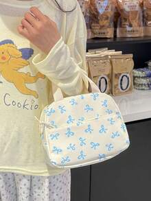 Newborn Backpack; Bow Print Backpack, Suitable For Elementary And Middle School Students - Blue - View 4