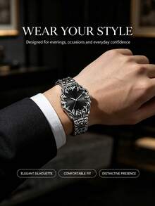 VA VA VOOM Unique Shaped Stainless Steel Strap Watch,Gradient Surface,Cool Men's Quartz Watch,Suitable For Daily Party Occasions Wear - one-size - View 7