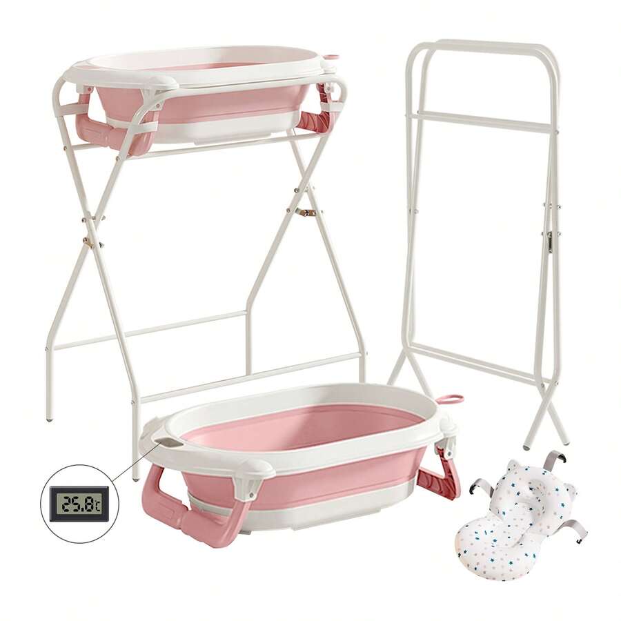 UBRAVOO Foldable Baby Bathtub With Stand, Featuring A Thermometer, Bath ...