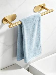 Baofeng Self-Adhesive Towel Rack For Bathroom, Bathroom Towel Rack, Wall-Mounted Towel Bar, Drill-Free Towel Bar, Silver/Black/Gold Towel Bar, Towel Hook, Shower Towel Rack, Bathroom/Kitchen Accessories, Towel Storage, Bathroom Decor, Storage & Organization, Room Decor - Multicolor - View 3
