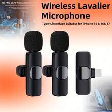 2pcs Wireless Lavalier Microphone System With Type-C Interface, Plug And Play, Intelligent Noise Reduction For IPhone 18, 17, 16, 15, Android, Suitable For Vlog, Meeting, Learning And More - Black - View 10