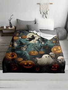1pc Halloween Style Soft Comfortable Blanket, Multi-Purpose Throw For Sofa, Bed, Outdoor Camping, Leisure, Suitable For Home, Picnic, Travel, All Seasons, 280gsm Polyester, Machine Washable - Multicolor - View 6