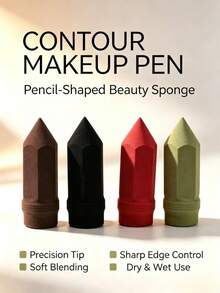 Pencil‑Shaped Makeup Sponge Precision Cosmetic Sponge Dry & Wet Use For Contour Concealer Highlight Detail Makeup Blending Sponge Puff - Multicolor - View 1