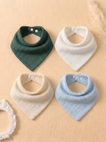 4pcs Girls Candy Color Cute Baby Bibs, Soft Skin-Friendly Baby Drool Bibs Set, Suitable For Daily Use In All Seasons - Multicolor - View 8