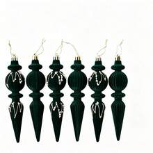 6Pcs Velvet Icicle Ornaments For Christmas Tree Holiday Hanging Decorations - Olive Green - View 5