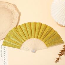 12pcs/1pc/ Shiny Silver Handheld Fan, Summer Beach Fan, Portable Fan, Essential For Party And Beach Outings, Suitable For Various Holidays And Wedding Occasions. School - Silver - View 15