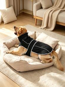 Metglad Dog Winter Coat, Quilted Fleece‑Lined Pet Jacket, Adjustable High‑Collar Dog Jacket With Leash Attachment D‑Ring, Belly‑Coverage Snow Suit For Small, Medium & Large Dogs - Black - View 6
