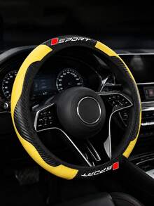 Carbon Fiber Pattern Sports Steering Wheel Cover, Premium PU Leather Non-Slip Grip, Fits 14.5-15 Inch Steering Wheels (Sedan/SUV/Truck), Racing Style Interior Accessory - Movement Letters - View 20