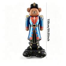 1pc Bear Soldier Shaped Balloon With Base, Suitable For Christmas Party Decoration, Christmas Home Party Indoor/Outdoor Decoration Balloon Prop - View 5