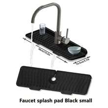 1pc Silicone Faucet Drain Mat, New Kitchen And Bathroom Sink Splash Guard Thickened Draining Mat, Long Faucet Splash Sink Mat Stackable, Bathroom And Kitchen Faucet Splash Guard, Adds A 3-Degree Slope To Prevent Water Accumulation - Multicolor - View 16