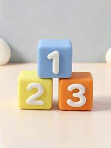 1pc Blue Bear Theme Cake Topper, Rocking Horse Train Blocks Decoration, Baby Birthday Dessert Table Accessory, Baby Shower Decoration - Multicolor - View 21