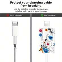 4 buah Pelindung Kabel Data Apple Motif Kupu-kupu/Bunga/Hati, Kompatibel dengan Charger 18-20W, Casing Pelindung Kepala Kecil untuk Mencegah Kerusakan - MultiWarna - View 2