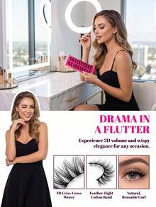 10 Pairs Demon Spike False Eyelashes, Transparent Stem, Soft Synthetic Fiber, Lightweight & Reusable, Exaggerated Big Eye Style, Suitable For Cosplay Party, Adhesive False Eyelashes, Doll Eyelashes - Black - View 3