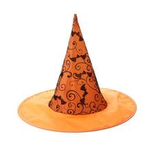 1/2pcs Halloween Pointed Witch Hat, Spider Web & Bat Swirl Print Wide Brim Wizard Hat, One Size Cosplay Party Accessory For Dress Up - Multicolor - View 10