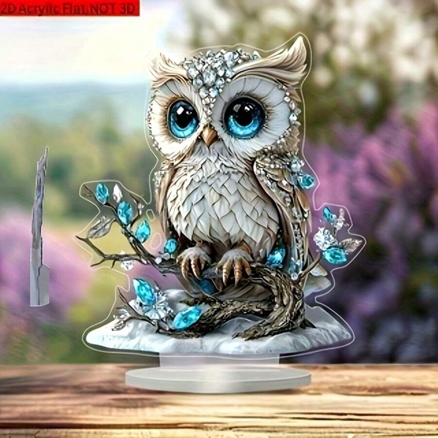 2D Flat Acrylic, Bohemian Style Acrylic Deer Set, Decorative Bohemian Style Deer Statue, Multi-Purpose Desktop Display, Suitable For Home, Office, Cafe Decoration, Collectible Art - Owl - View 1