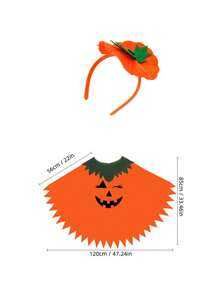 Halloween Pumpkin Costume, Adult Pumpkin Cape, Headpiece And Trick-Or-Treat Bag, Suitable For Halloween Role Play And Party "Trick Or Treat" Cute Outfit, Ideal Holiday Gift - Multicolor - View 12