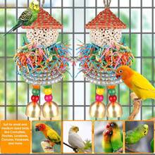 Bird Toy Parrot Foraging Chewing Hanging Toy Solar Ball With Bell Suitable For Small Parrots, Budgies, Cockatiels, Conures, Lovebirds, Budgie Cage Toy - A+B - View 3