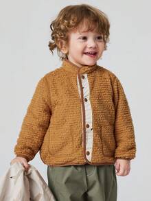 mini bala Versatile Autumn Unisex Kids Layering Jacket Water Repellent Windproof Breathable Plush Inner Liner - White Coffee Color - View 5
