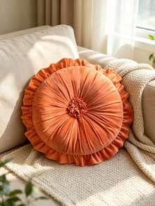 1pc/6pcs Solid Color Ruched Velvet Pumpkin Throw Pillow, Pleated Round Decorative Cushion, Soft Thickened Seat Pad, Floral Ruched Design, Elastic Filling For Pressure Relief, Suitable For Sofa, Windowsill, Bedroom Indoor Home Decor - Multicolor - View 20