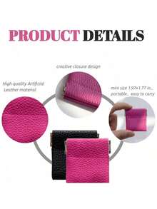 Mini IC Closure Faux Leather Jewelry Pouch - Soft Rectangular Suitable For Earrings, Rings, Portable For Daily Use, Travel & For Storing Small With IC Snap Closure, Jewelry Boxes - Multicolor - View 10