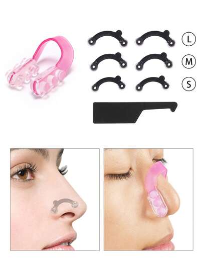 6/3/1pc Set Nose Shaping Device - Nose Bridge Corrector, Nose Clip, Nose Wing Lifter, Painless Nose Corrector, Adjustable Nose Wing Lifter Nose Reducer, Skin-Tone Nose Clip - Reusable, Odorless, Battery-Free, Suitable For Multiple Beauty Scenarios