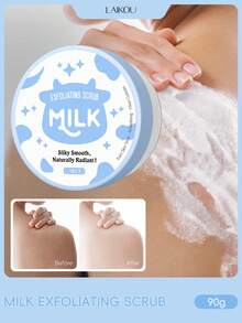 LAIKOU 1 Jar Silky Smoothing Milk Exfoliating Scrub, 90g Brightening Softening Body Polish Hydrating Even Tone Shower Routine Popular Beauty Body Care Product - Milk - View 1