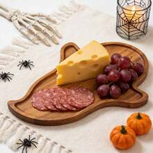 1PC Coffin‑Shaped Wood Gothic Tray, Halloween Harvest Back‑To‑School Tableware, Vintage Gothic Dinner Dessert Snack Plate, For Halloween Party Occult Tea Party, Kitchen Accessories & Gift - View 9