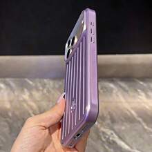DECOPHONE Metal Texture Texture Daymera Luggage Case Phone Case, Fashionable Striped Anti-Drop Protection Case, Compatible With Apple 17 Pro Max, Matte Anti-Drop Design, Fully Covers The 16 Pro Lens, 15 Pro Max Premium Protection Case - Violet Purple - View 4
