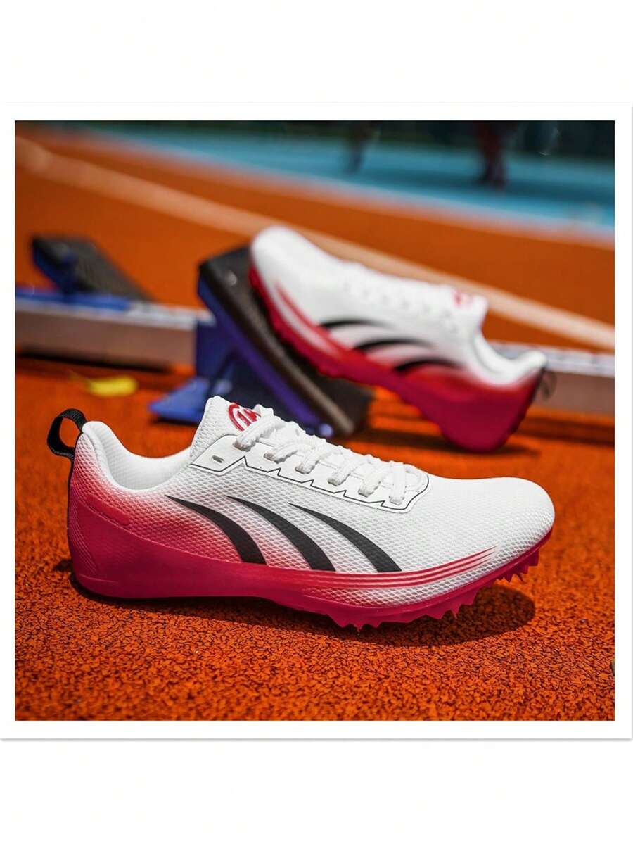 Professional Men's Spiked Track Shoes, Mesh Breathable Fashion Athletic Training Shoes, Youth Physical Test Sprint Racing Shoes, Detachable 8 Spikes, Unisex
