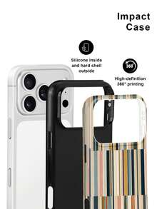 Funda geométrica moderna con rayas desplazadas para iPhone 18 Pro Max, 17, 17 Pro Max, 16 Pro, 15 Pro Max, 13 Pro, 15, 14, 14 Pro, 13, 12, 11 - Rayas finas asimétricas - Ver 2