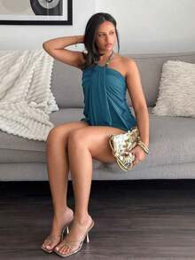 Women Two-Piece Outfits - Aqua Blue Green - View 3