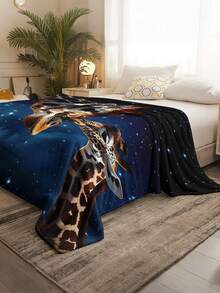 Soft & Comfortable 280gsm Blanket, Animal & Floral Print Pattern, Outdoor Camping Leisure Blanket, Multi-Purpose Blanket For Sofa, Bed And More, Suitable For Home, Picnic, Travel, All Seasons Comfort, Modern Style, Polyester, Machine Washable - Multicolor - View 5