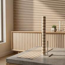 1 Roll Striped Textured Self-Adhesive Wallpaper, Removable, Self-Stick Wall Decal, Suitable For Cabinet, Furniture Renovation, Wall Decor, Home Decoration - Beige - View 14