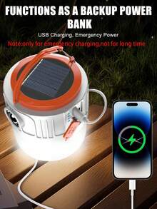 1pc/2pcs Solar Powered LED Camping Lantern, Portable Remote Control Rechargeable Camping Light With Phone Charging Function, Outdoor Lighting, Multi-Function Emergency Light - Phone Charger Handheld LED Tent Light - Warm White - View 8