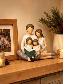 1pc Resin Family Figurine, Faceless Family Sculpture, Warm Home Desktop Decor, Suitable For Living Room, Bookshelf, Desk And Shelf, Modern Family Sculpture Ornament, Housewarming Anniversary Gift For Parents, Mom, Dad And Family Enthusiasts - New - View 3