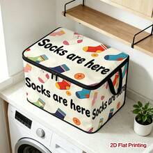 1 hộp đựng tất nhiều màu có khóa kéo nắp, túi đựng gấp gọn họa tiết, phù hợp sắp xếp sách, lưu trữ dưới gầm giường, cốp xe ô tô, mỹ phẩm, dụng cụ làm tóc, đồ chơi, đồ dùng học sinh tựu trường, văn phòng, sắp xếp nhà cửa, quần áo, chăn, đồ dùng thiết yếu hàng ngày, dung tích lớn - Nhiều màu - Xem 11