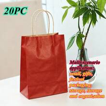 Halloween Christmas Gift 20/100pcs Small Kraft Paper Gift Bags With Handles, Kraft Paper Bags, Shopping Bags, Retail Bags, Gift Bags, Easy To Categorize, Convenient To Store, Suitable For Weddings, Party Gift Packaging - Vertical 15*8*21CM - View 16