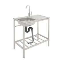 29.5*15.7*29.5 In Modern Silver Freestanding Rectangular Sink With Operation Countertop And Bottom Shelf - Silver - View 7