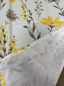 1pc Colorful Floral & Yellow Orchid Printed Curtain Sheer - Multicolor - View 2