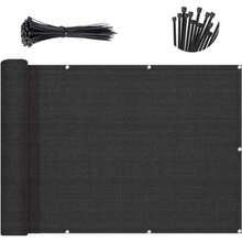 2'6'' X 2' Balcony Privacy Screen, HDPE Patio Railing Cover Fence - Black - View 1