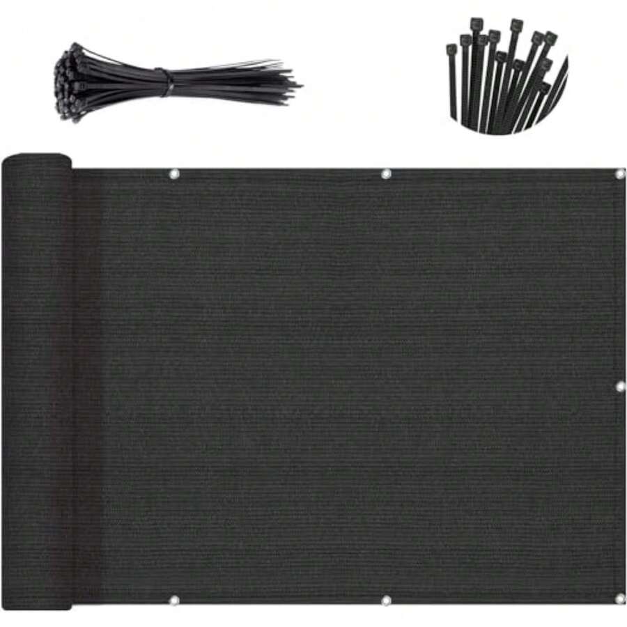 2'6'' X 2' Balcony Privacy Screen, HDPE Patio Railing Cover Fence - Black - View 1