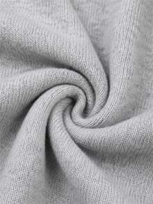 Wixra Women's Contrast V Neck Fuzzy Textured Knit Long Sleeve Loose Pullover Sweater - Light Grey - View 8
