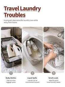 Multi-Specification Travel Laundry Sheets, Portable Laundry Sheets, Disposable Sheets, Travel Use, Stain Removal, Odor Removal, Antibacterial, Deodorizing, Home Use, Machine Wash And Hand Wash Compatible, Daily Essential, Gentle And Soft, Instant Effect With Water, Commercial And Home Use - Portable Laundry Detergent Sheets for Travel - View 3